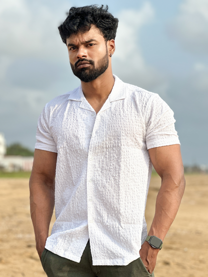 Men's Cuban Collar PoP-Corn Shirt